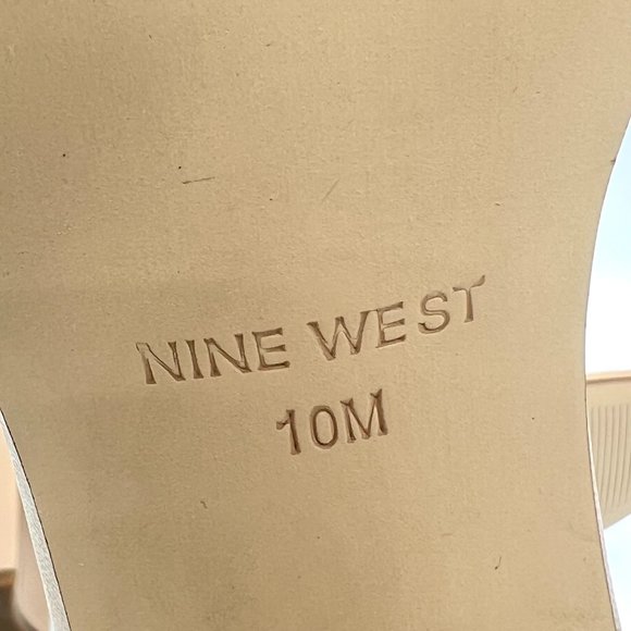 Nine West Pruce Beige Tan Natural Leather Open Toe Block Heels Sandals Shoes 10M - Picture 12 of 14